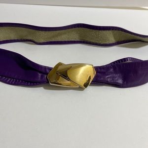 Vintage Leather Shop Belt purple with gold buckle